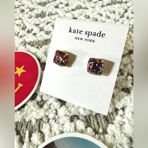 Kate Spade Multi Glitter Square Stud Earrings